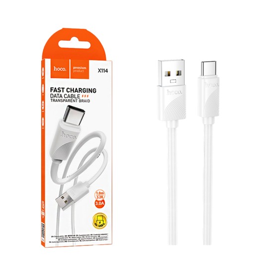 Cabo Hoco X114 Energy Tipo-C 3A 1M Branco Cabo Hoco X114 Energy Tipo-C 3A 1M Branco